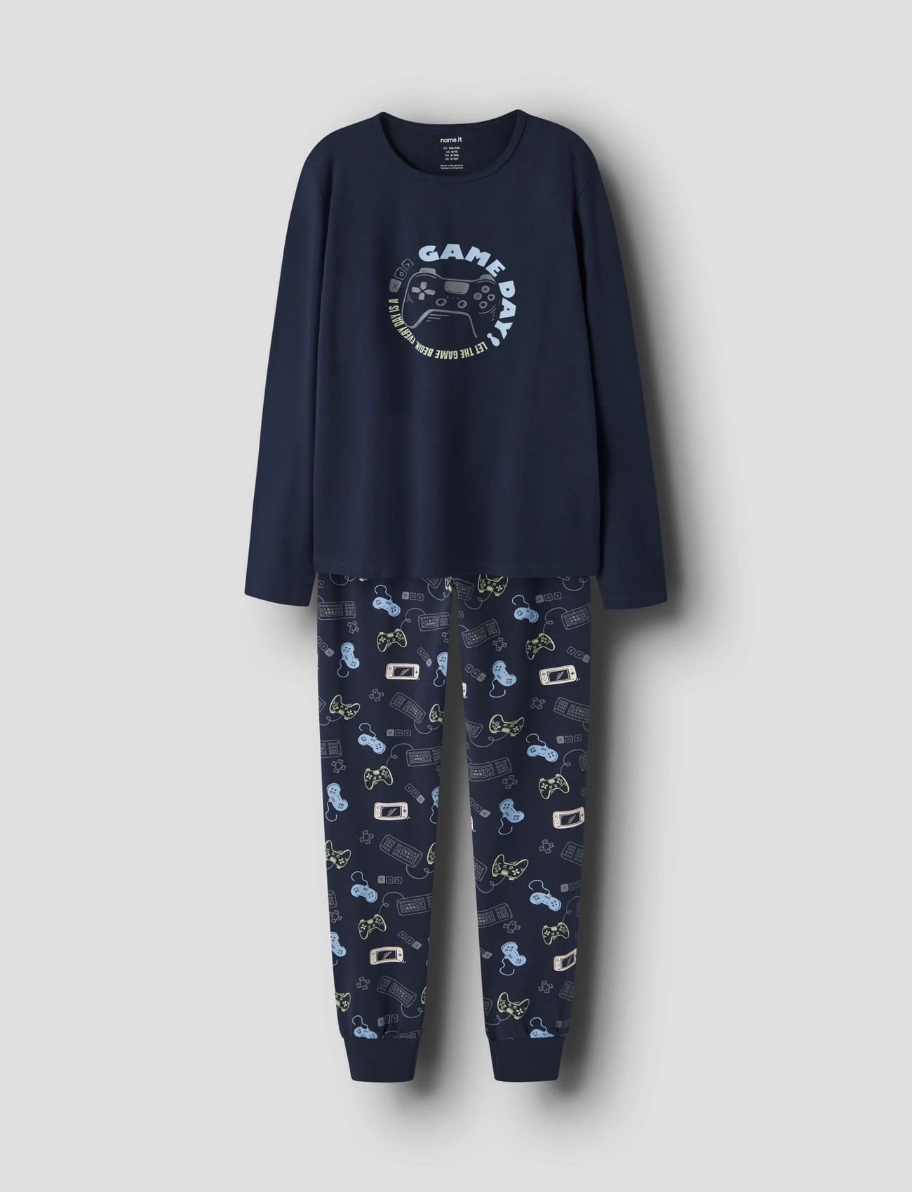 name it Nkmnightset Navy Gamer Noos, 158-164, Navy, Pyjamas > Pyjamas-Sæt, Børn