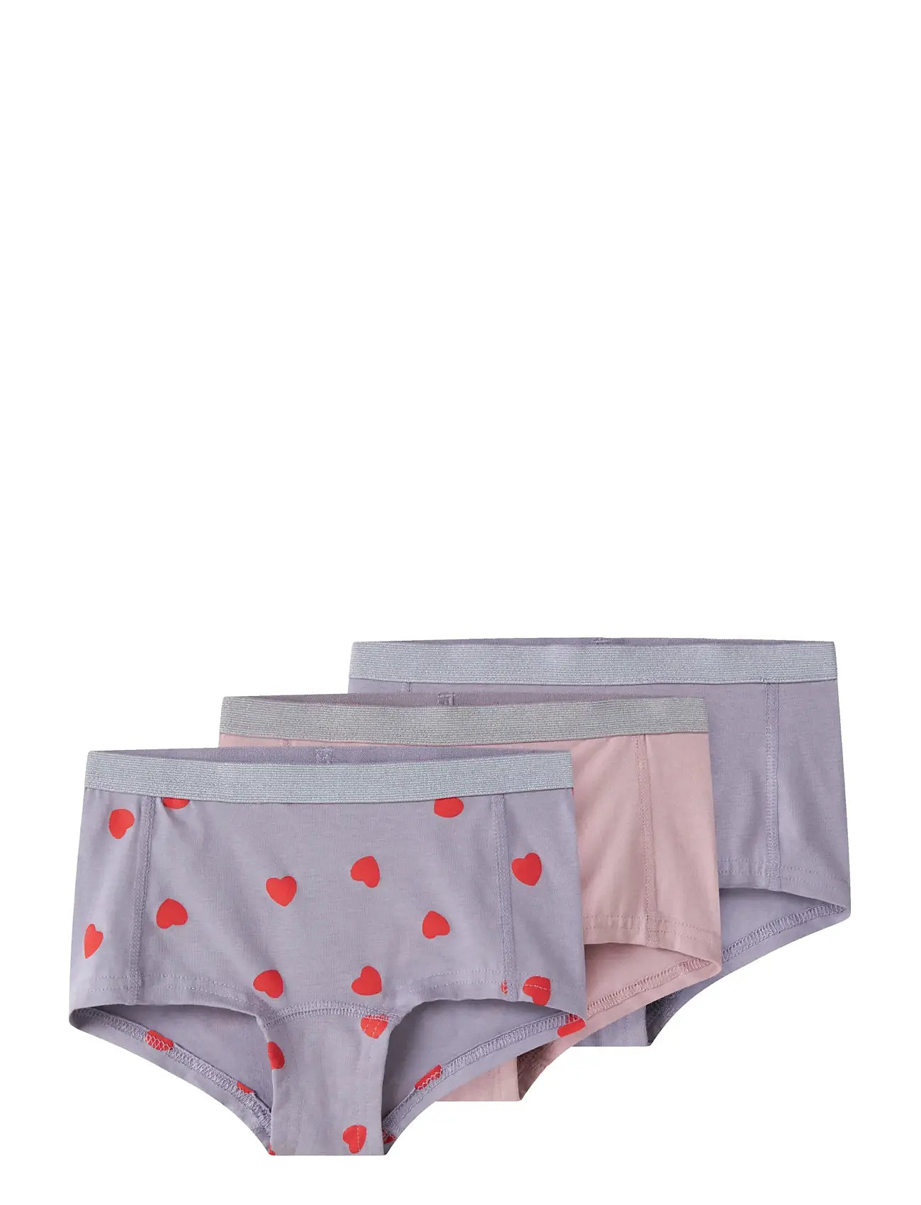 NAME IT Nkfhipster 3P Lavender Hearts Noos Lila - 122-128 - Kinder