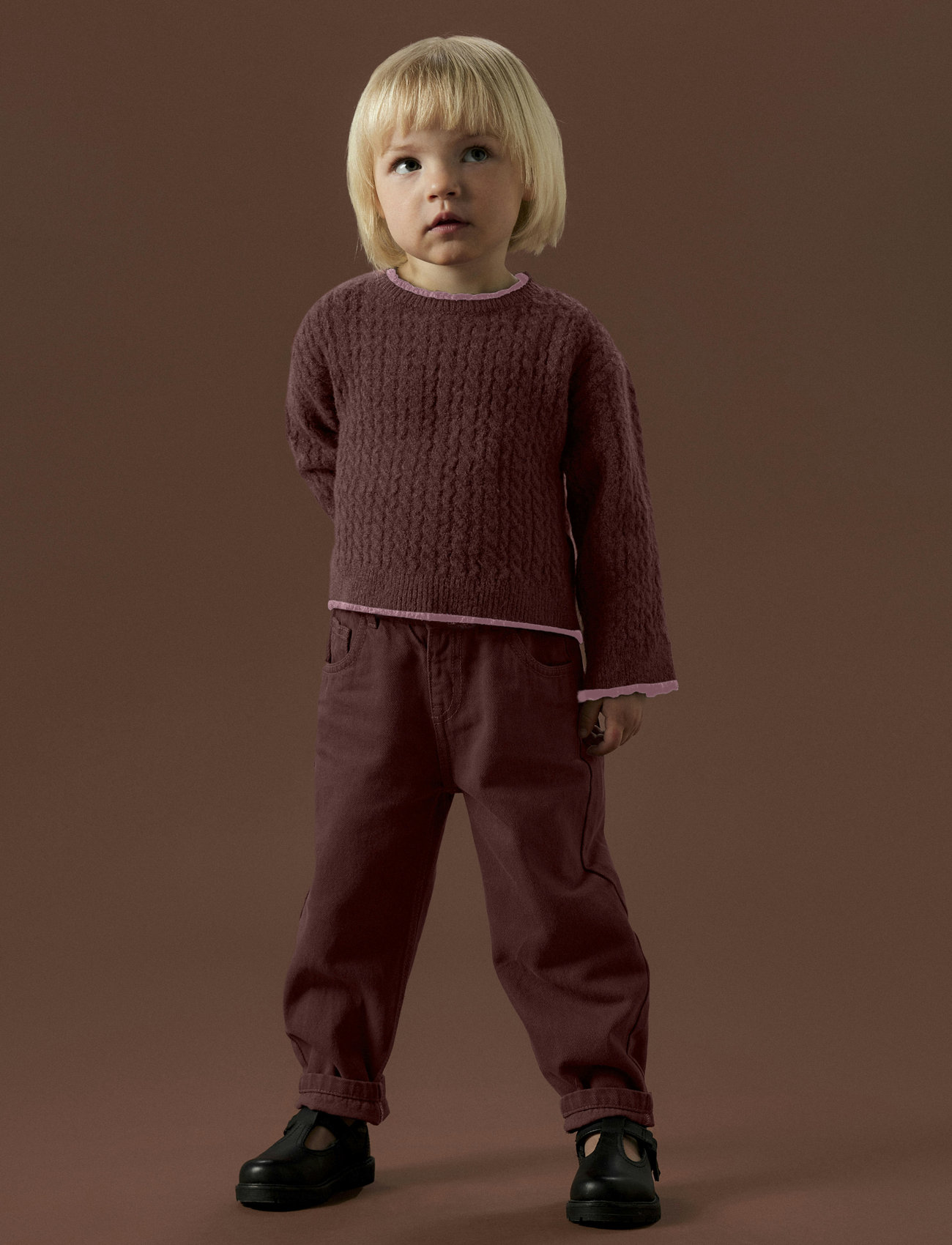 name it Nmfkirsten Ls Knit, 116, Burgundy, Strik > Pullovere, Børn