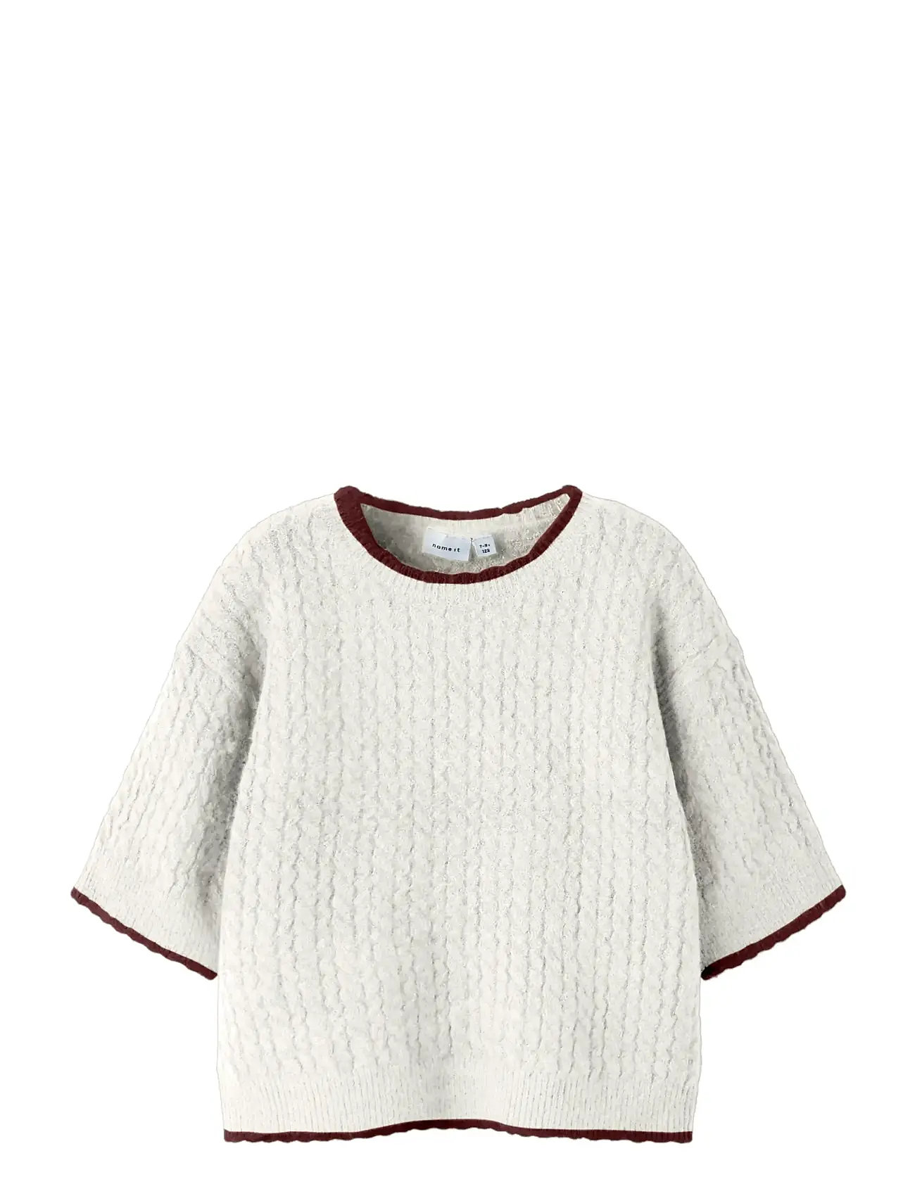name it Nkfkiras Ss Knit, 122-128, White, Strik > Pullovere, Børn