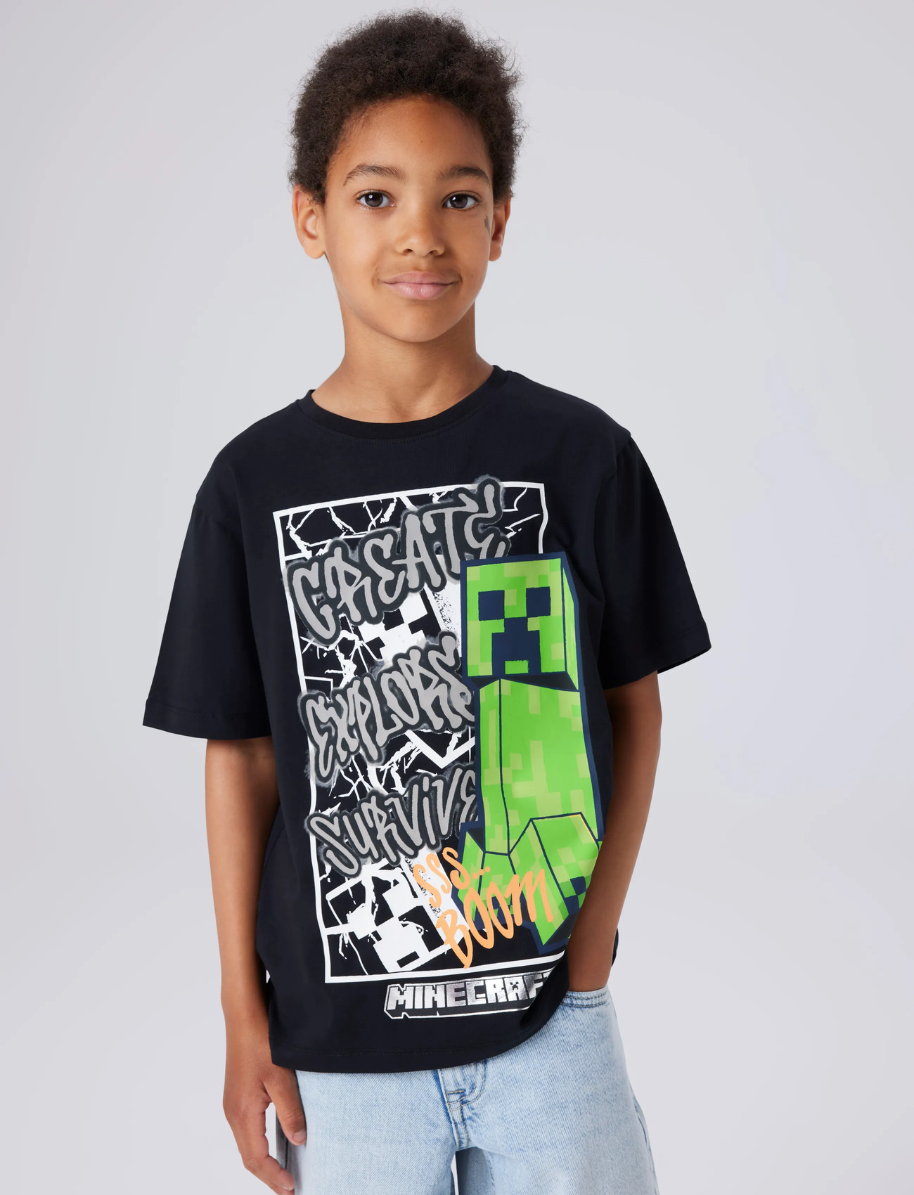name it Nkmmase Minecraft Ss Nreg Top Noos Bfu, 116, Black, T-Shirts > Kortærmede, Børn