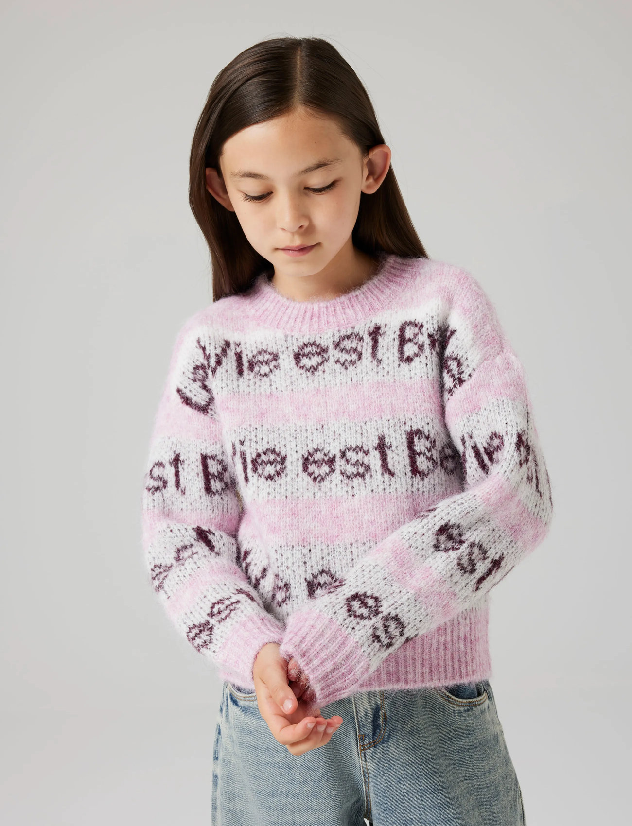 name it Nkfnala Ls Knit, 122-128, Pink, Strik > Pullovere, Børn