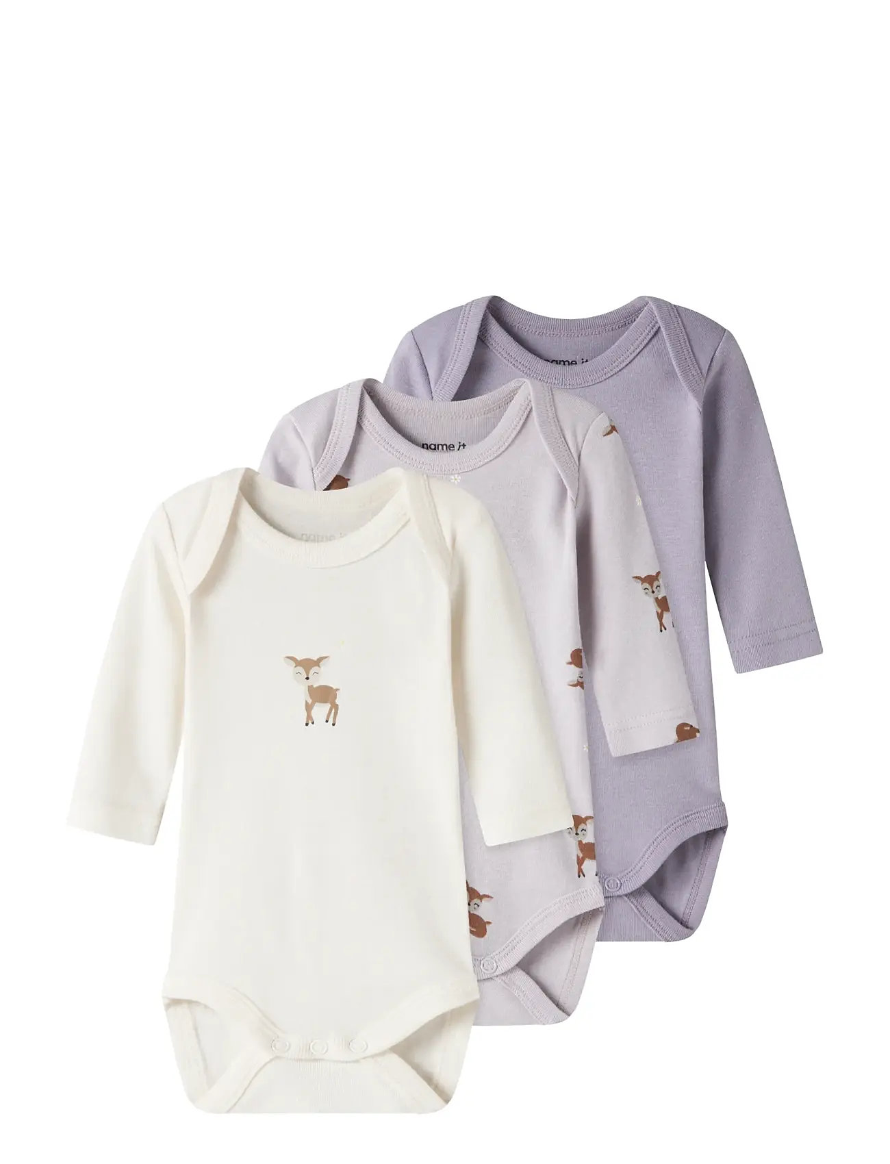 NAME IT Nbfbody 3P Ls Lilac Marble Deer Noos Lila - 80 - Kinder