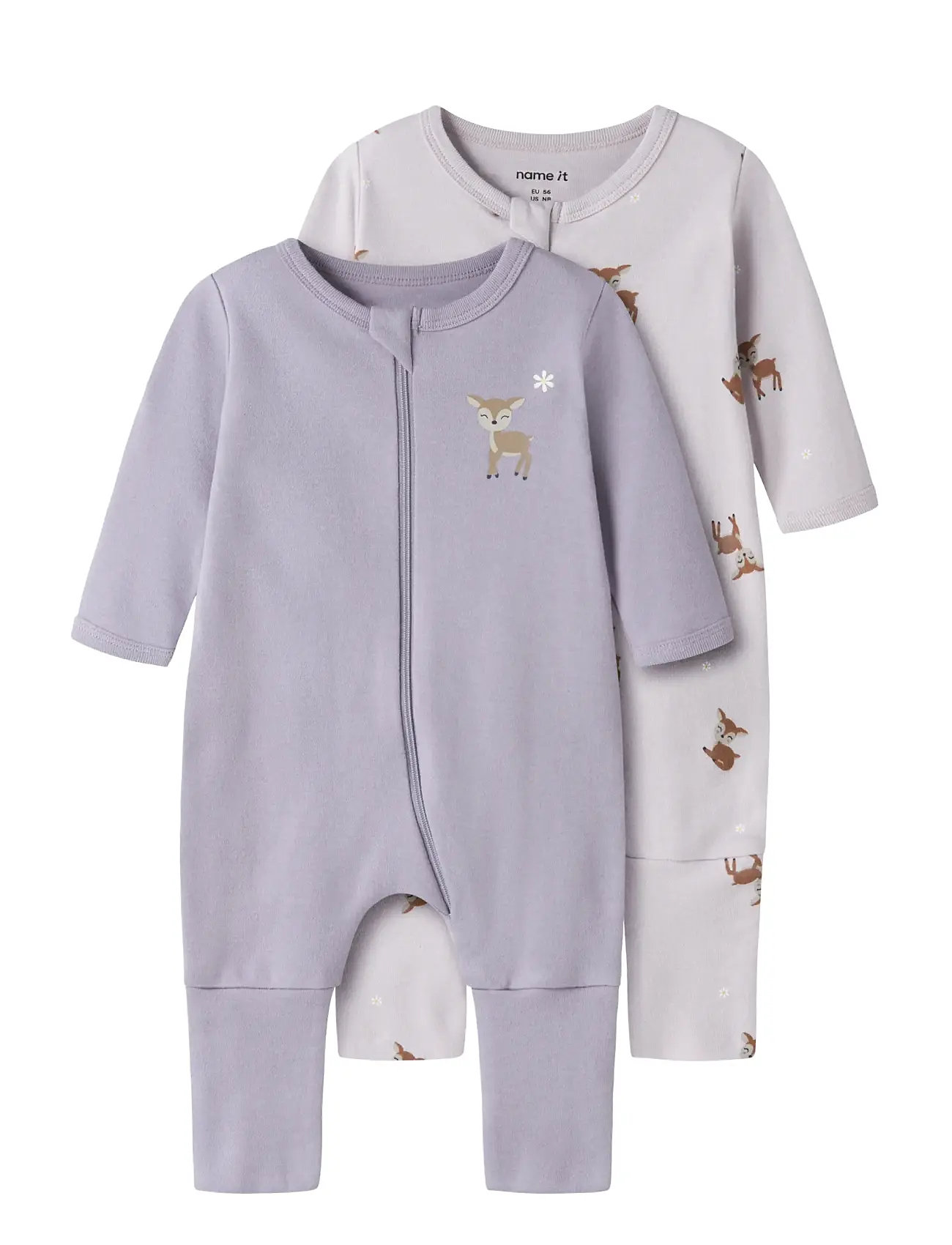 NAME IT Nbfnightsuit 2P Zip Ff Lilac Deer Noos Lila - 74 - Kinder