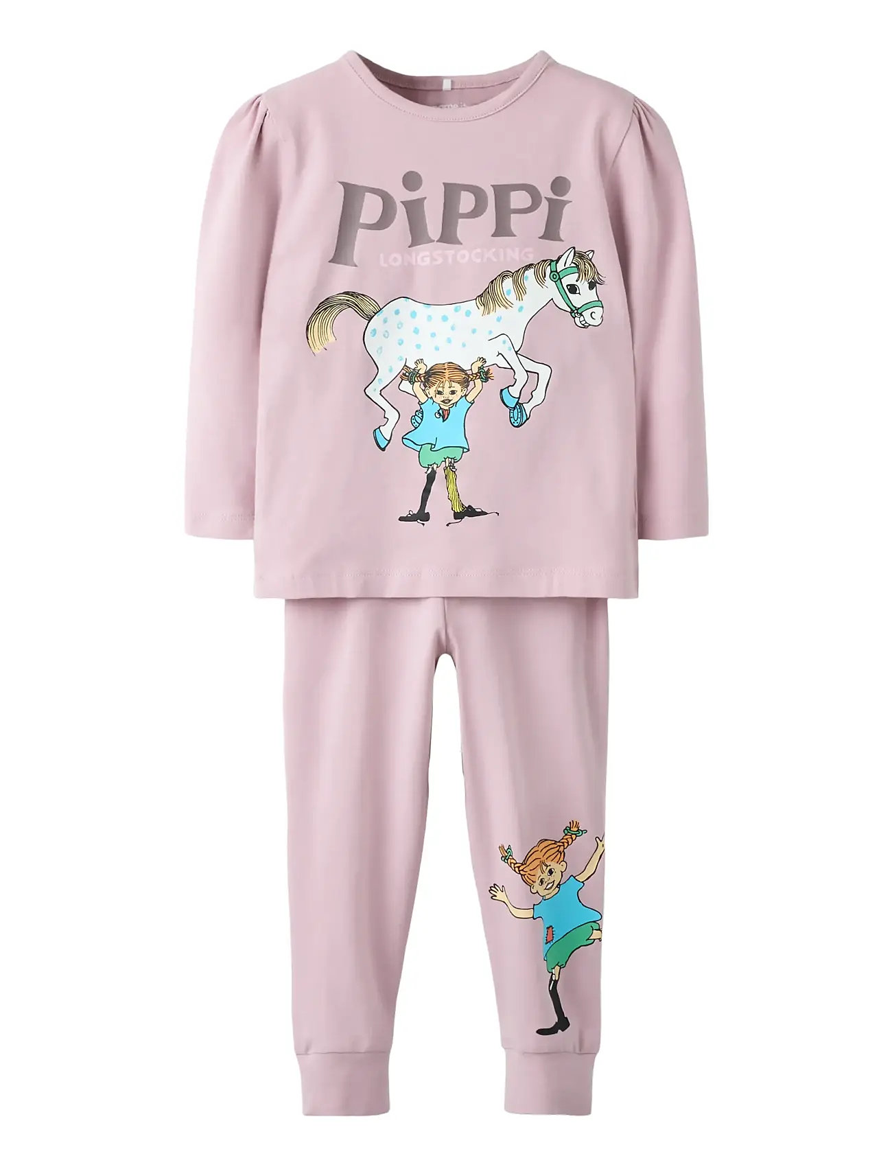 NAME IT Nmfsoleim Pippi Ls Nightset Sky Pink - 116 - Kinder
