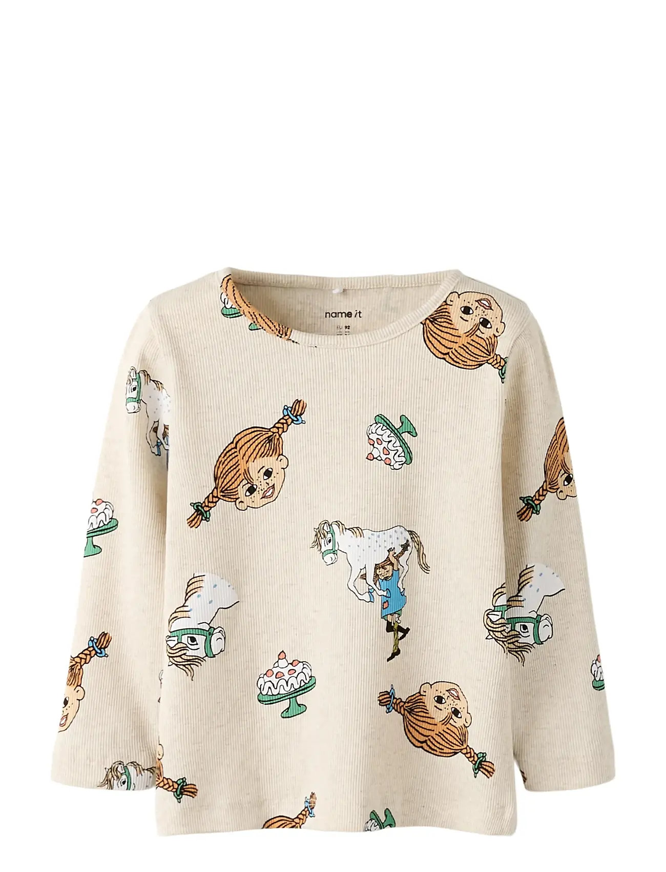 NAME IT Nmfsoca Pippi Ls Oberteil Lnoos Sky Beige - 110 - Kinder