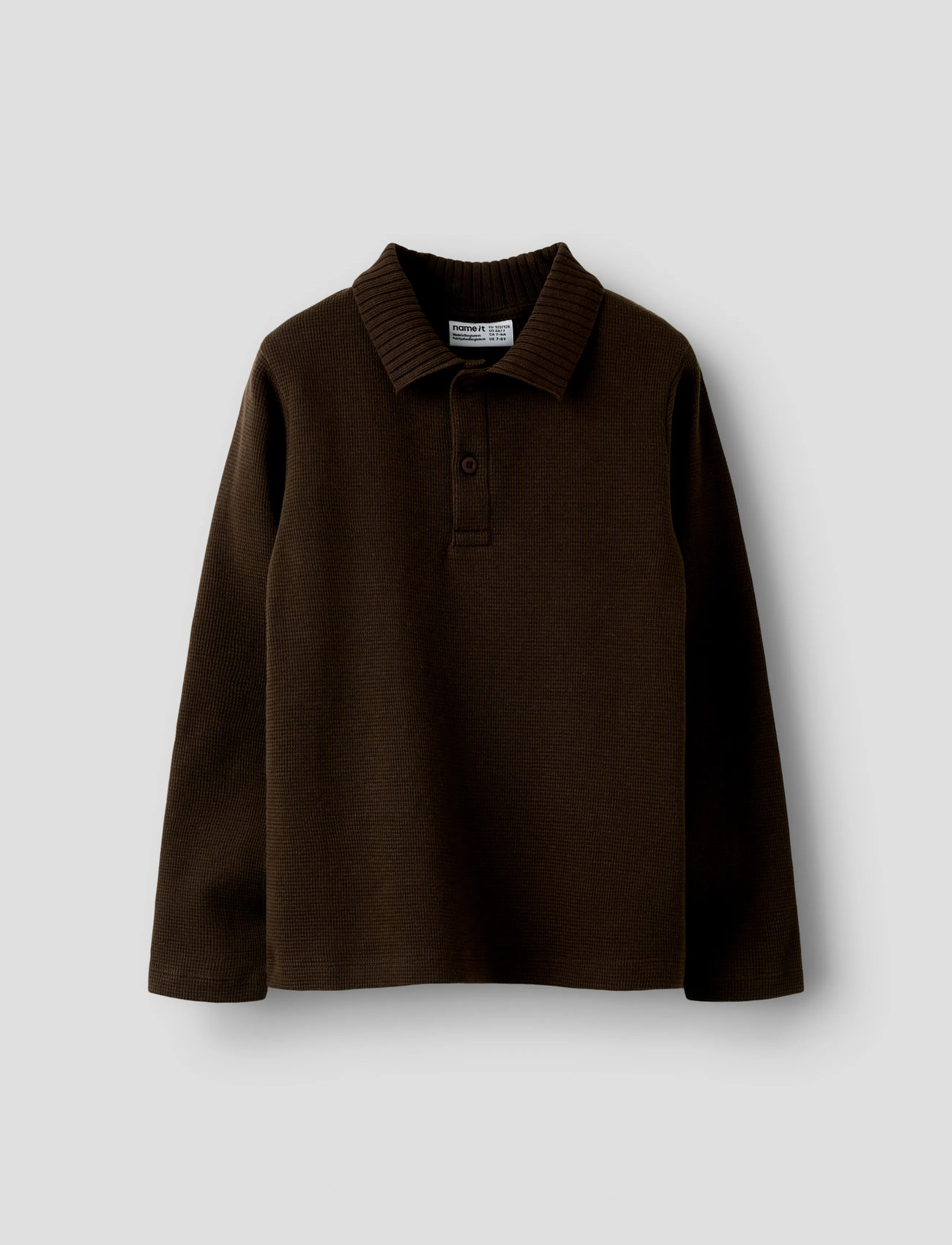 name it Nkmbertram Ls Polo, 116, Brown, Polo Skjorter > Langærmede Polo Shirts, Børn