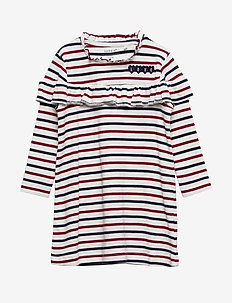NMFOSTRIPE LS DRESS BOX - SNOW WHITE