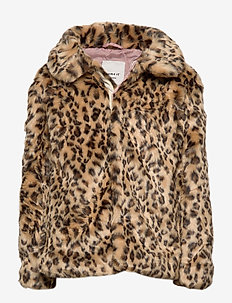 NKFMONAE FAUX FUR LEO JACKET - TURKISH COFFEE