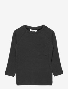 NMMKABILLEON LS SLIM TOP - plain long-sleeved t-shirt - black