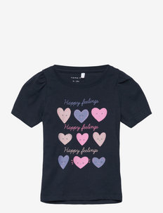 NMFKURIA SS TOP CAMP - wzorzysty t-shirt z krótkimi rękawami - dark sapphire