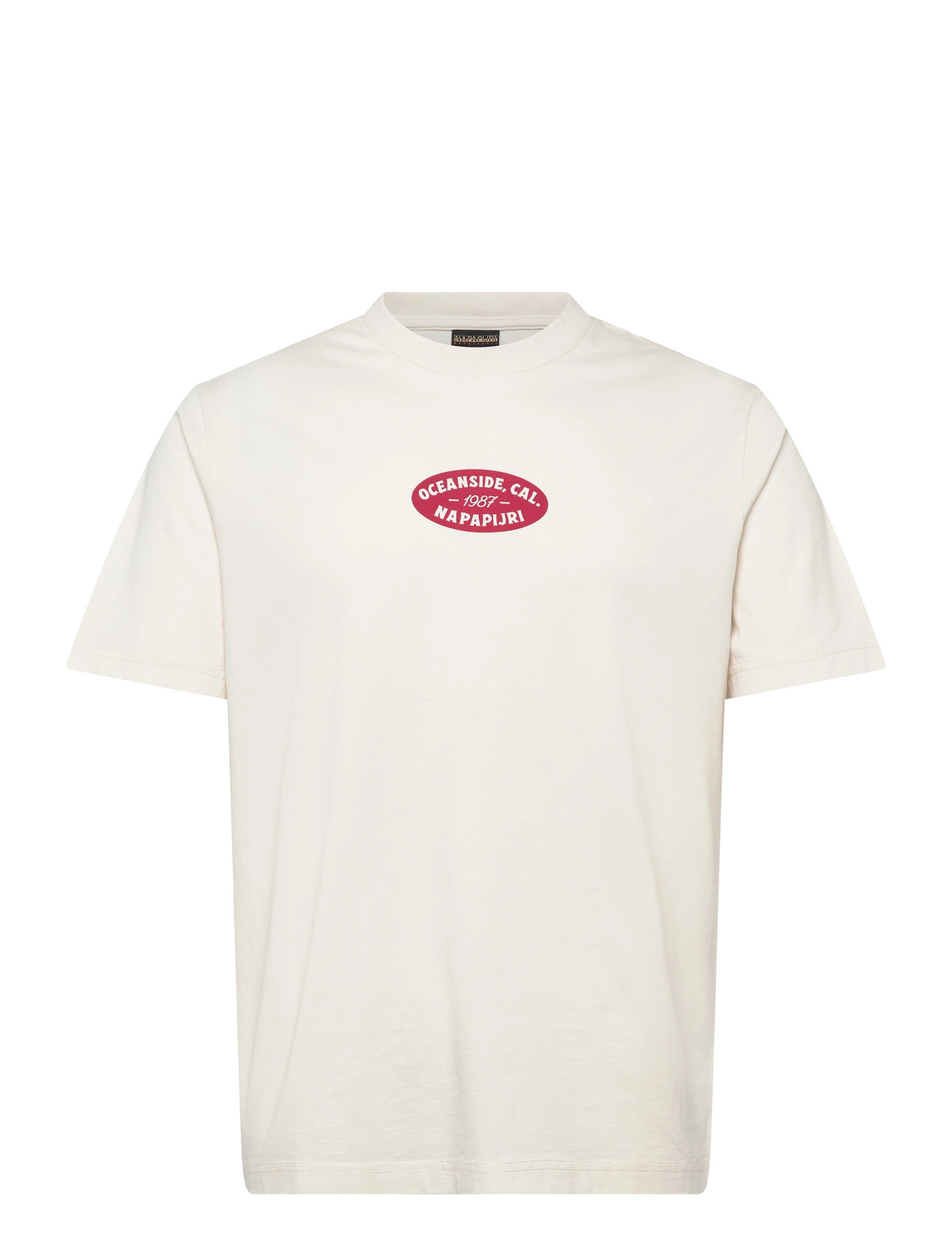 Napapijri S-Flint Ss Fancy Fx3, M, Cream, T-Shirts > Kortærmede, Herre
