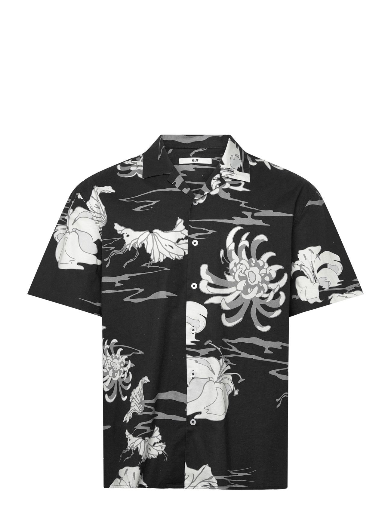 NEUW Sativa Print Ss Shirt Grayscale Schwarz - M - Herren