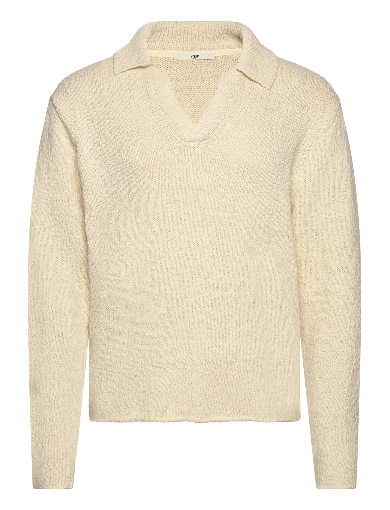 NEUW Boucle Knit Rugby Poloecru Cream - M - Herren