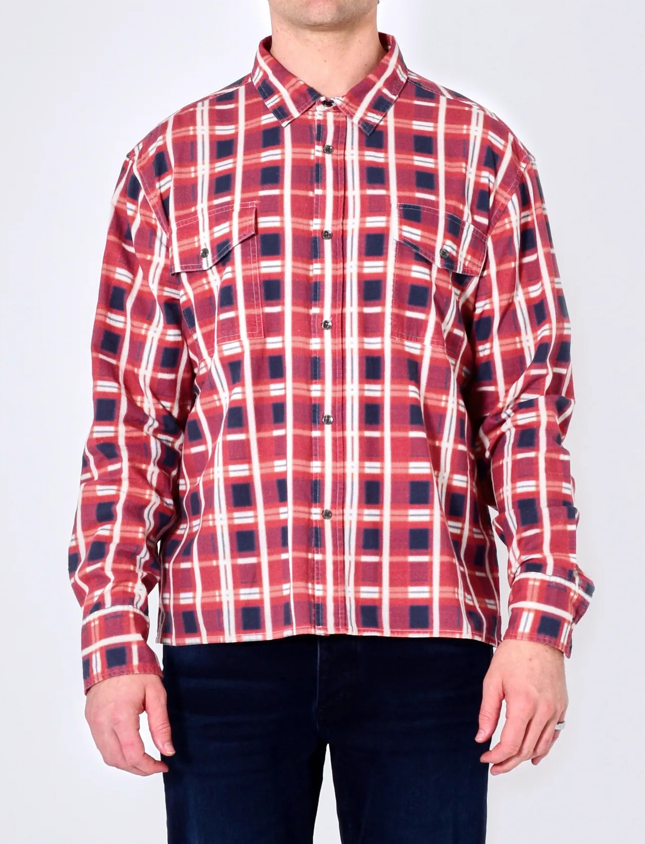 NEUW Printed Check Utility Shirtcarmine, XL, Red, Shirts > Checkered Shirt, Herre