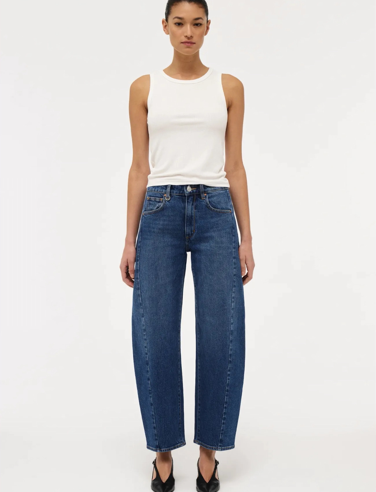 NEUW Amber Barrel Iris Mid Vintage Indigo, 25 x 30, Blue, Jeans > Barrel Jeans, Dame