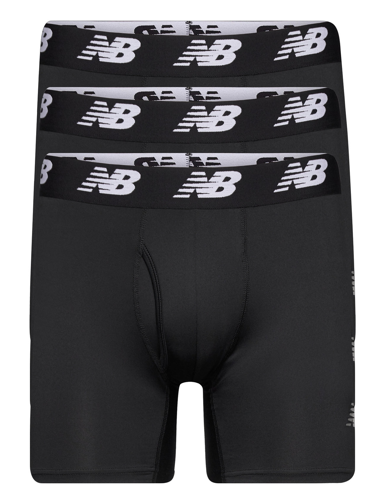 Mens Premium 6" Boxer Brief With Fly 3 Pack Sport Boxers Black New Balance