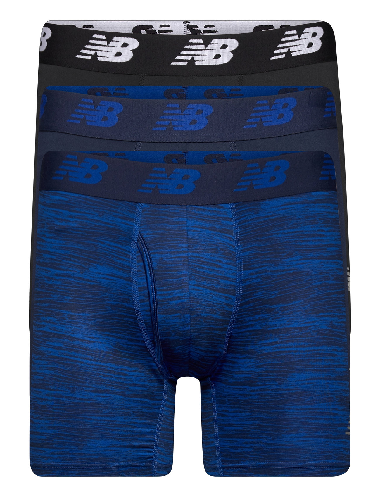 Mens Premium 6" Boxer Brief With Fly 3 Pack Sport Boxers Blue New Balance