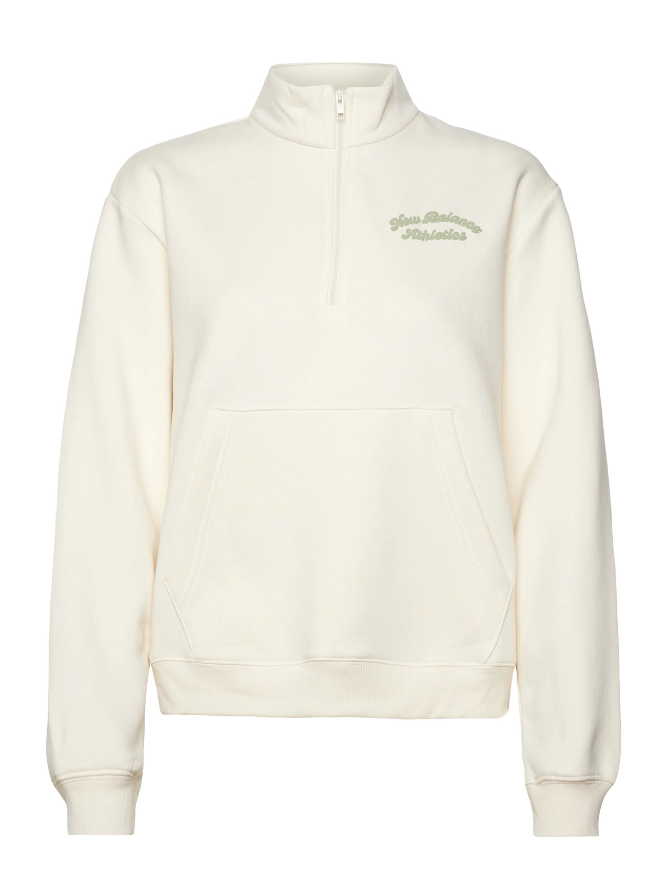 NEW BALANCE Linear Heritage Fleece Half Zip Cream - L - Damen