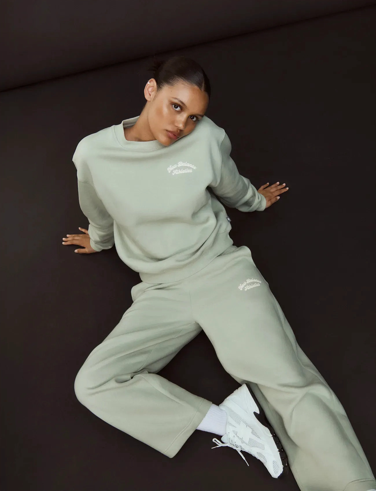 New Balance Linear Heritage Fleece Crew, L, Green, Sport Sweatshirts & Hoodies > Sport Sweatshirts, Dame