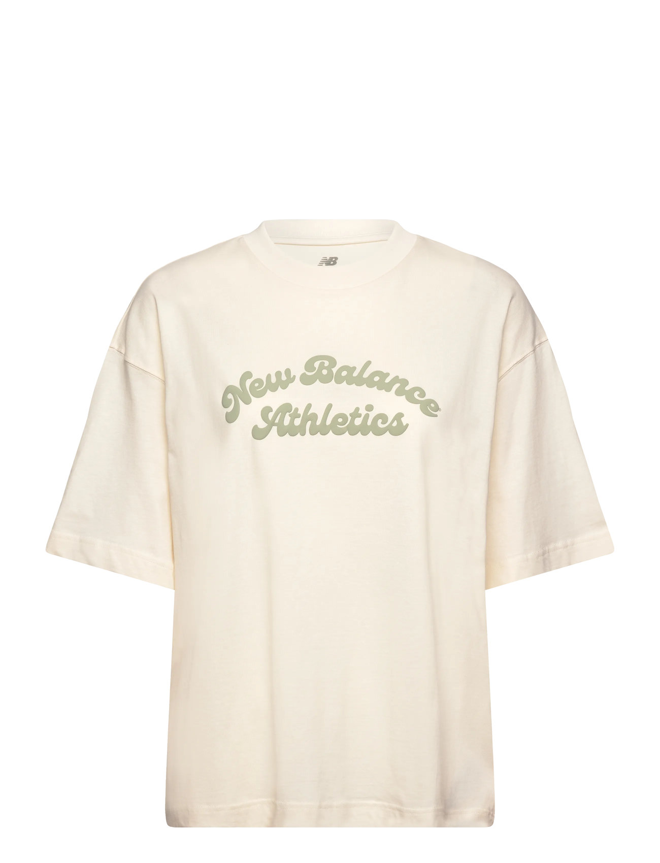 NEW BALANCE Linear Heritage Oversized T-Shirt Cream - L - Damen