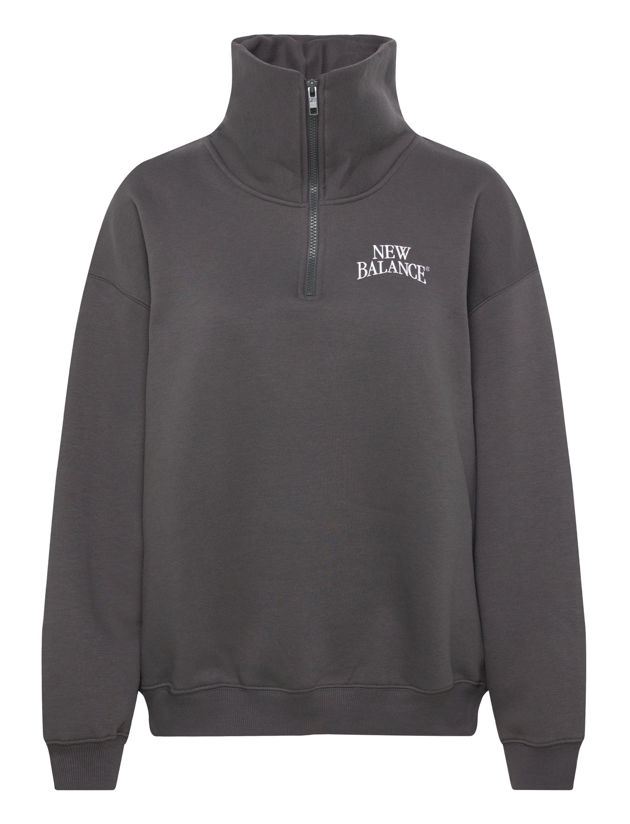 New Balance Linear Heritage Fleece Half Zip, L, Grey, Sport Sweatshirts & Hoodies > Sport Sweatshirts, Dame