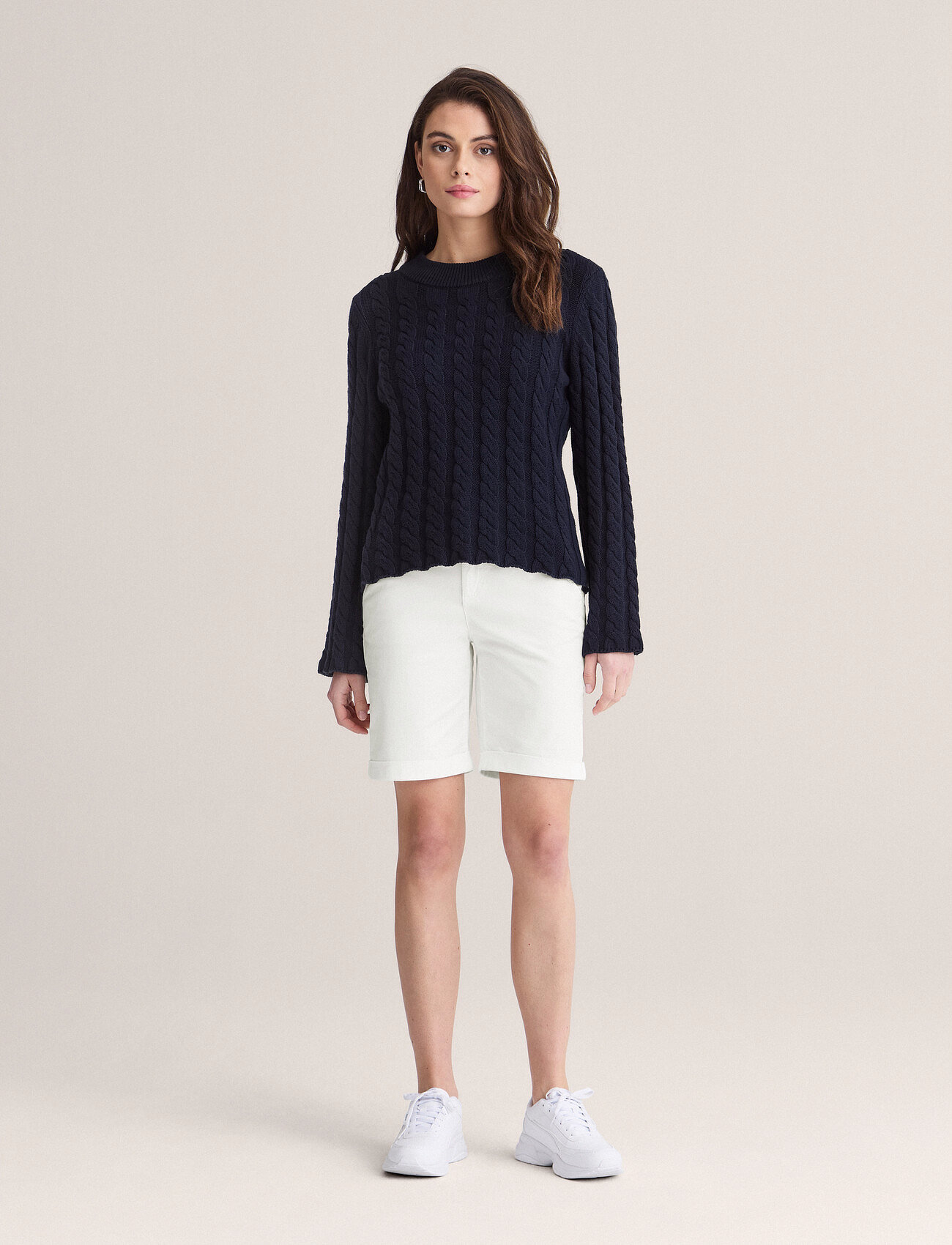 Newhouse Mandy Cable Sweater, M, Navy, Strik > Trøjer, Dame