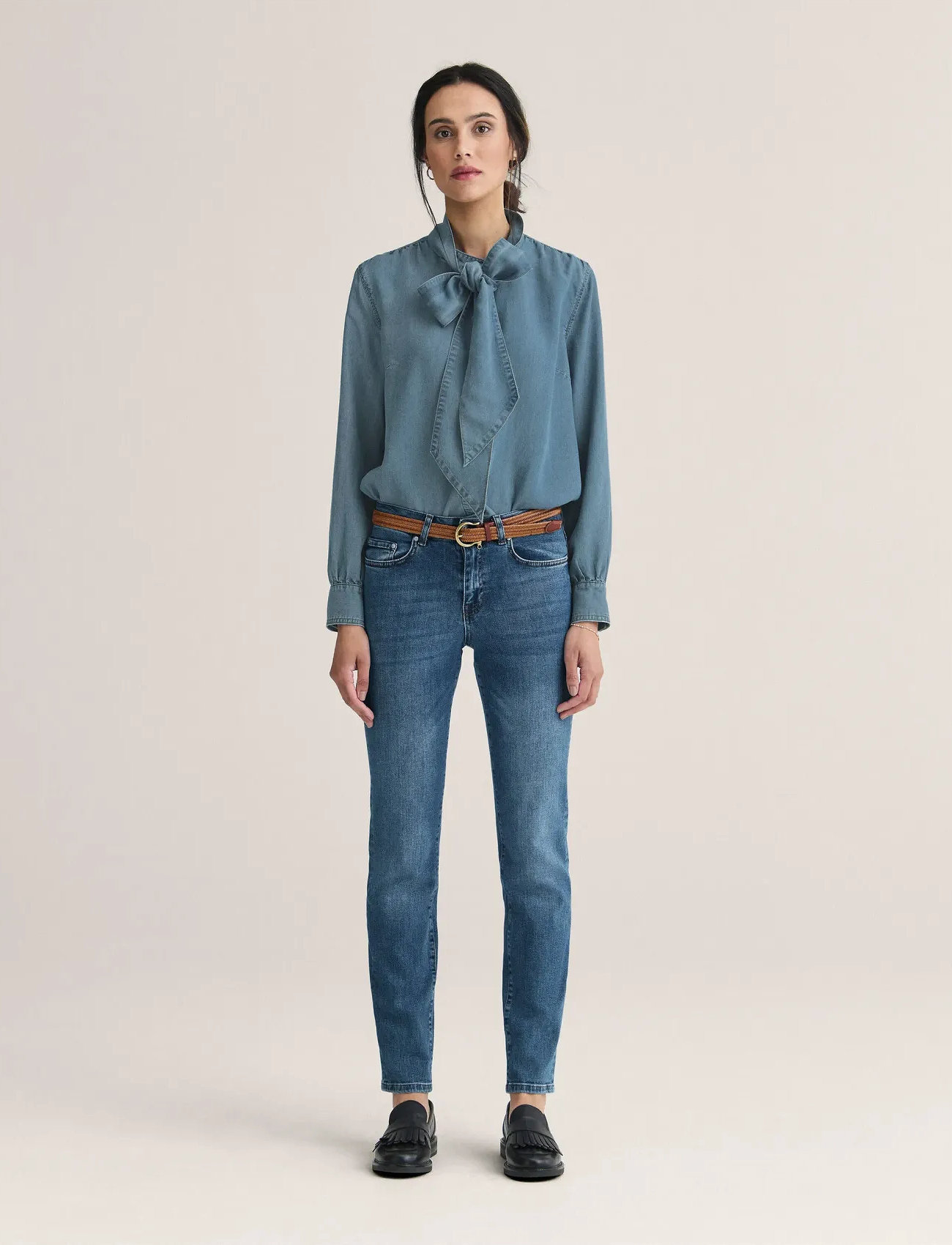 Newhouse Denise Denim Blouse, 42, Blue, Skjorter > Langærmede, Dame