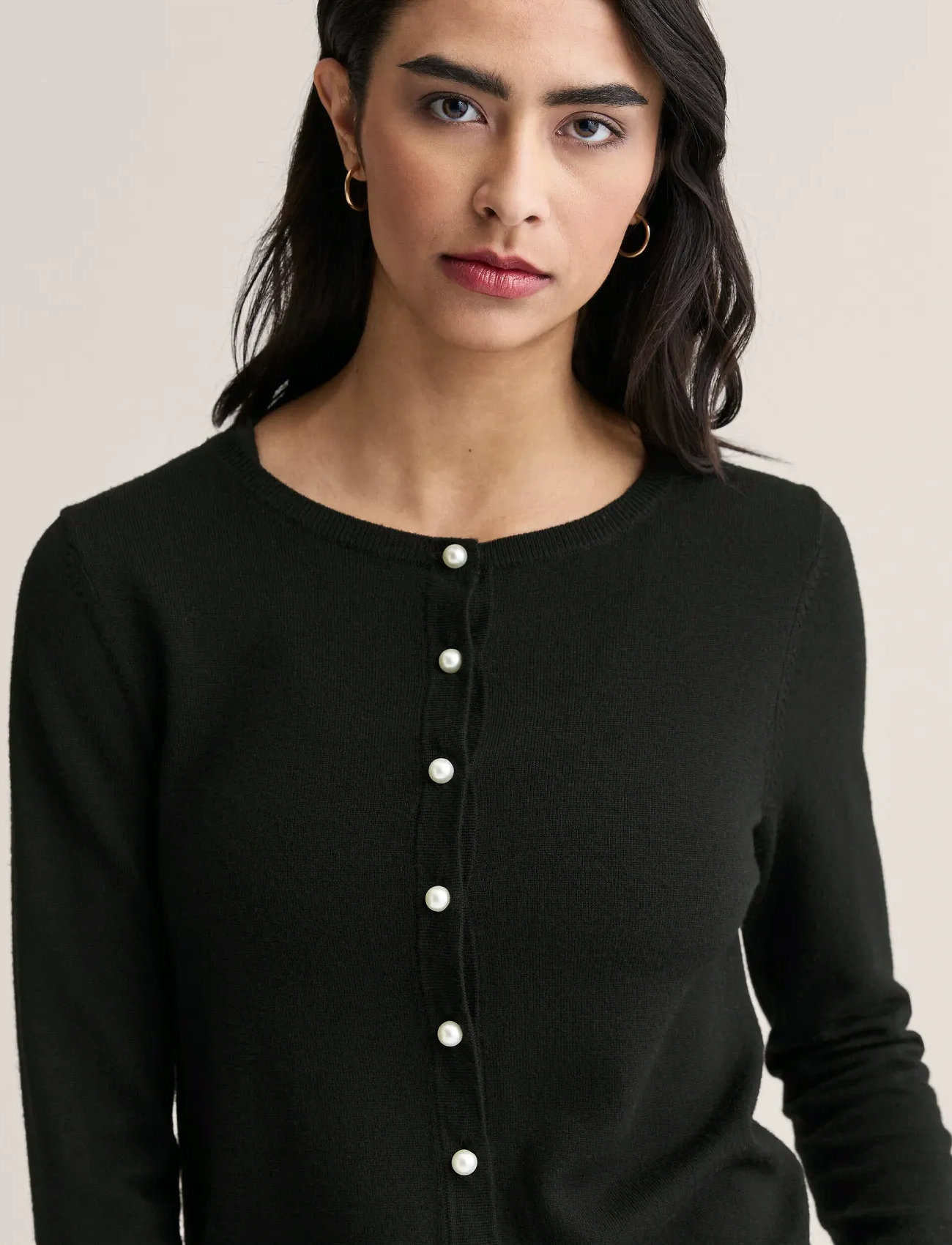Newhouse Paris Pearl Cardigan, S, Black, Strik > Cardigans, Dame