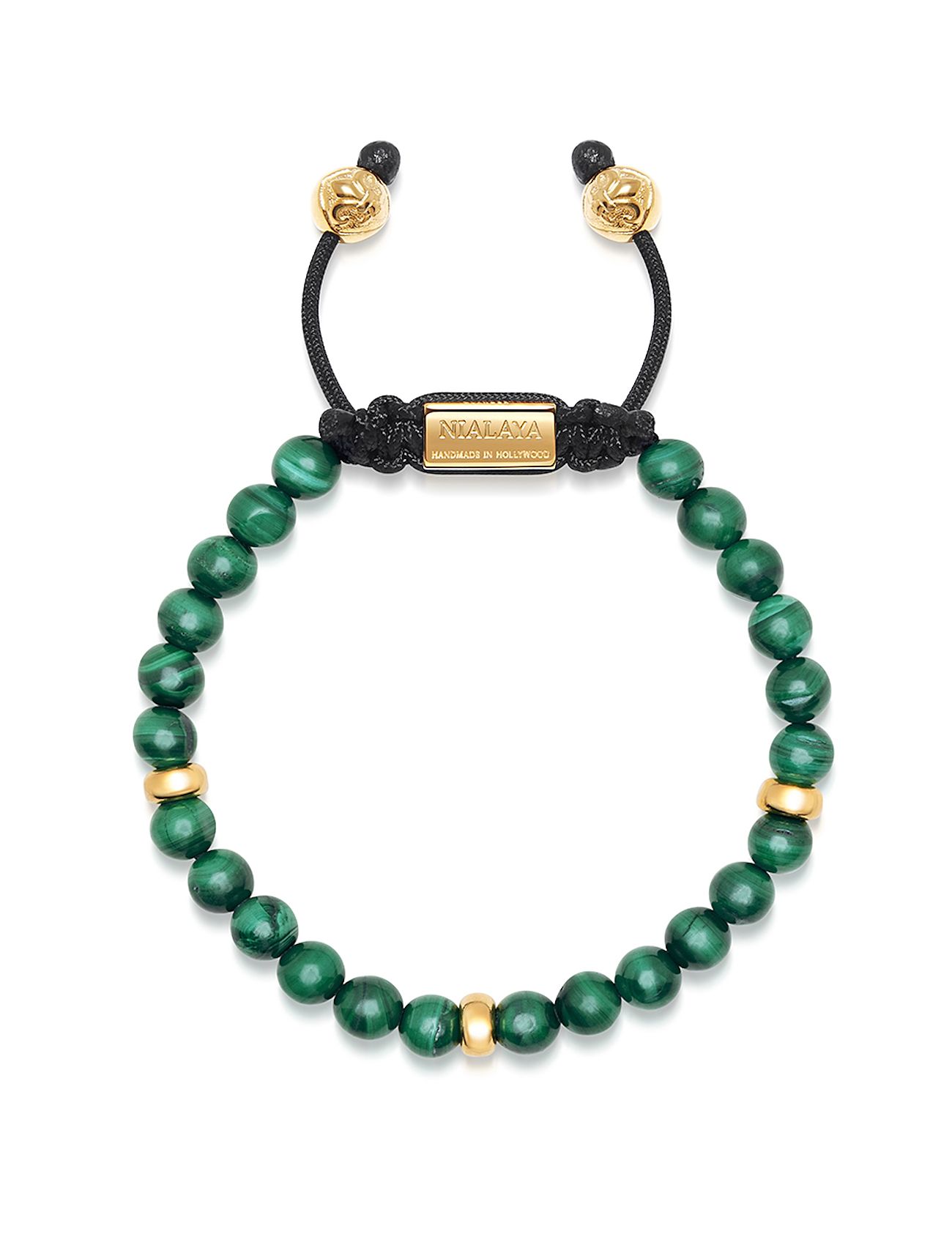 Men's Beaded Bracelet With Malachite And Gold Green Nialaya