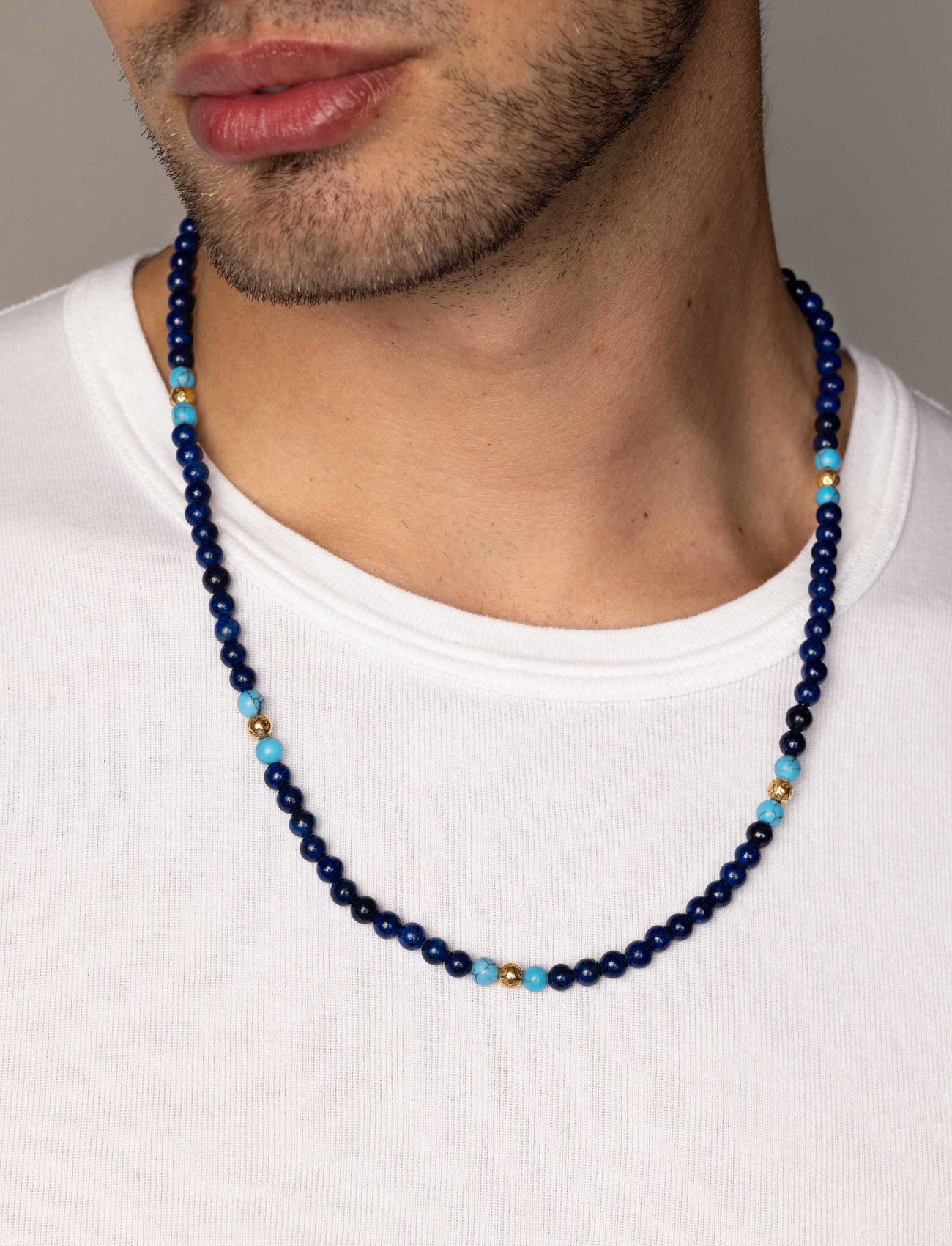 Lapis Lazuli Beads Necklace Multi String Gold | Eredi Jovon Venice
