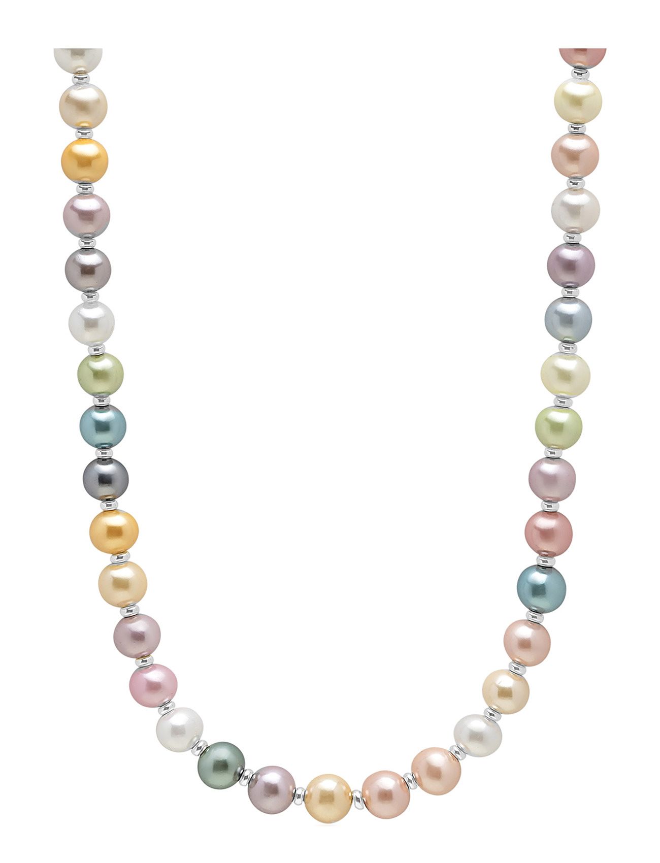 Pastel Pearl Necklace With Silver Halsband Smycken Multi/patterned Nialaya