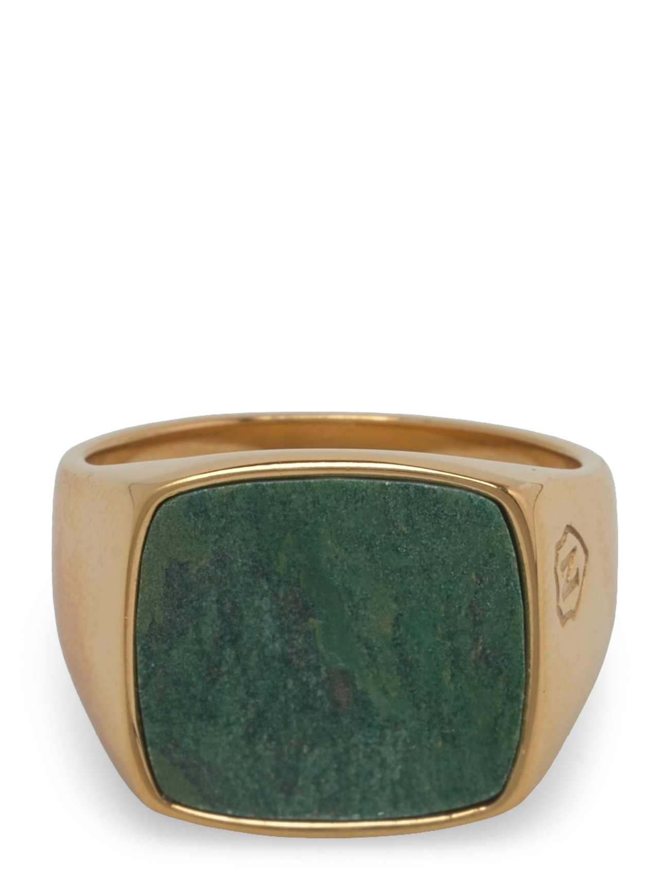 Nialaya Men's Golden Cocktail Ring With Green Jade Guld