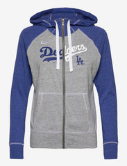 LA Dodgers Nike Split Wordmark Gym Vintage Full-Zip Hoodie - DARK GREY HEATHER-RUSH BLUE-WHITE