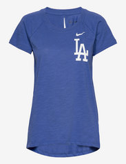 LA Dodgers Nike Summer Breeze Short Sleeve Fashion Top - RUSH BLUE HEATHER