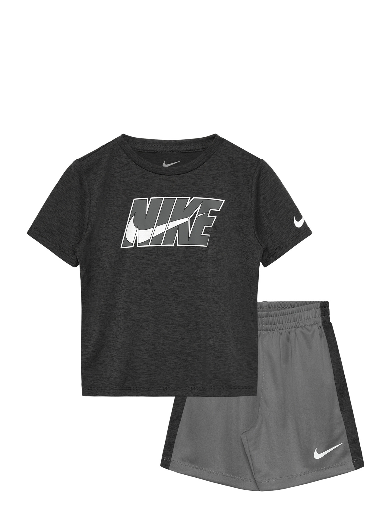 Nike Ks-Knit Short Set, 92/98, Grey, Sæt > Sæt Med Kortærmet T-Shirt, Børn