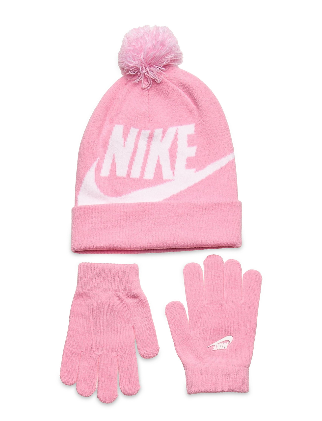 Nike Pom Beanie And Gloves Set Sport Winter Accessory Set Pink Nike