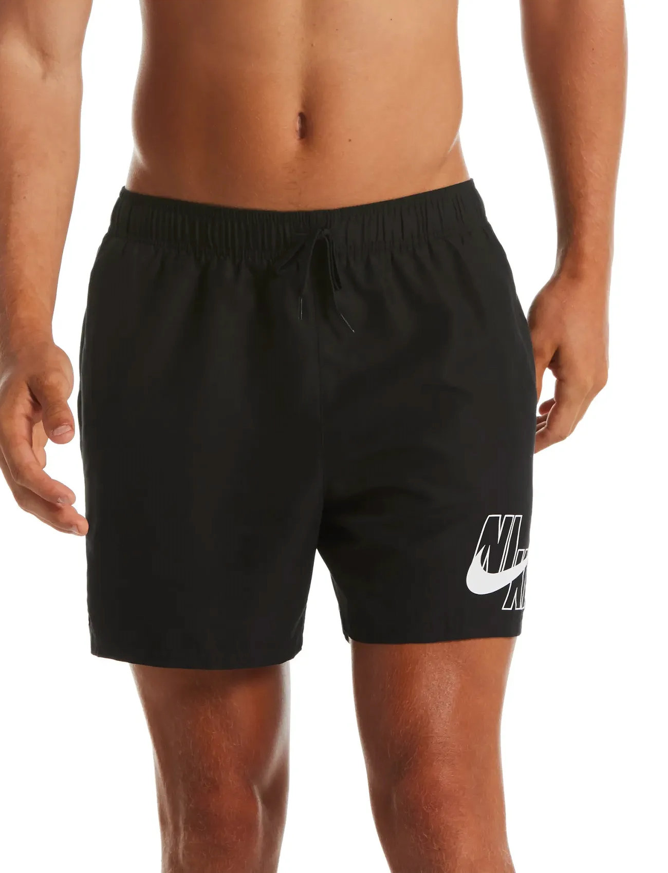 NIKE SWIM Nike Logo 5" Volley Short, L, Black, Sport Badetøj > Sport Swim Shorts, Herre