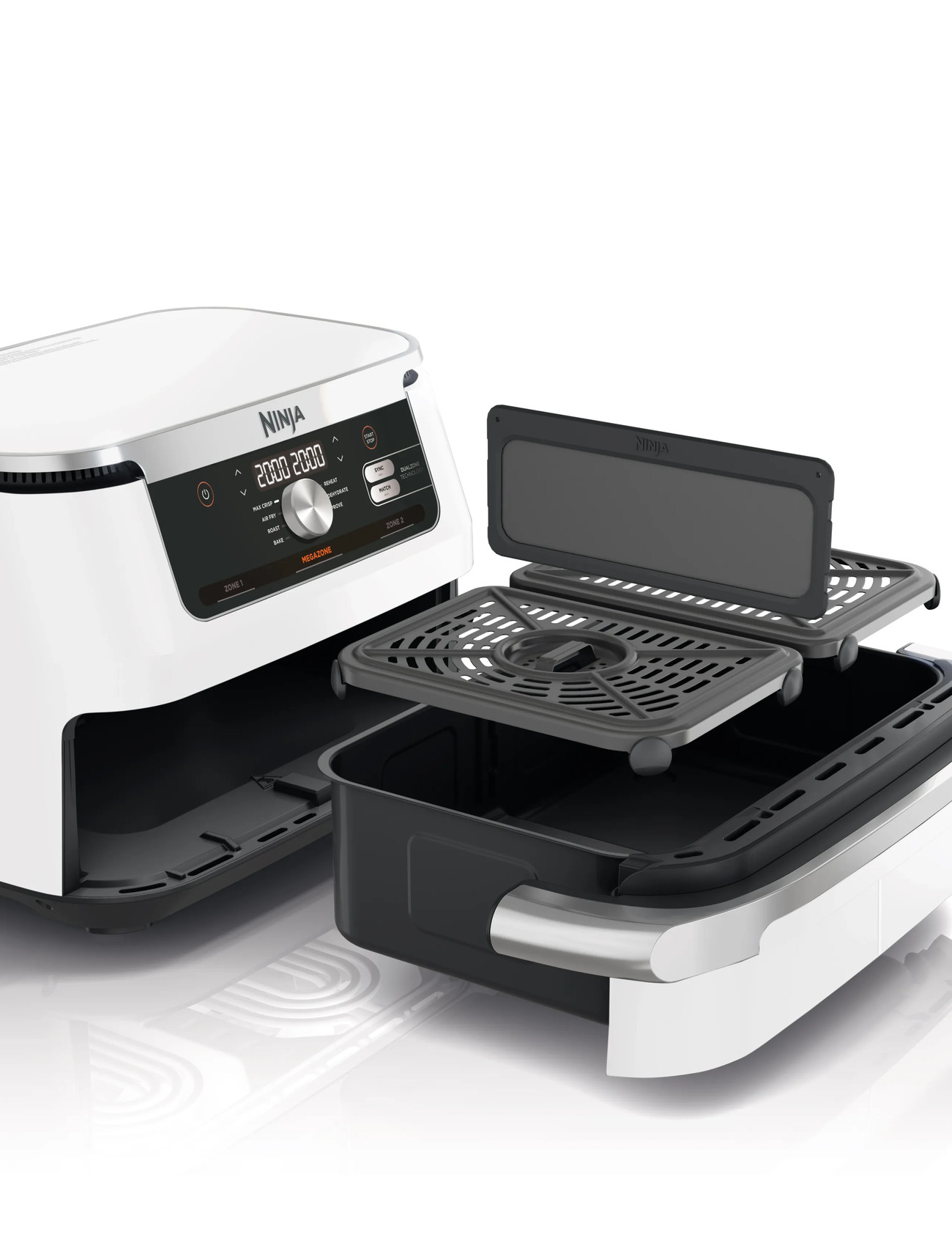 Ninja Ninja Foodi Af500Euwh Flexdrawer Air Fryer 10.4L, 10.4 L, White, Køkkenmaskiner > Stegepander, Unisex