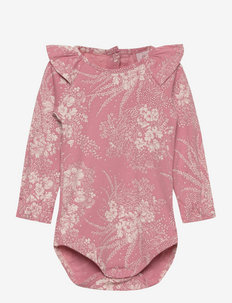 Baby Body - langærmede bodyer med mønster - print rosa