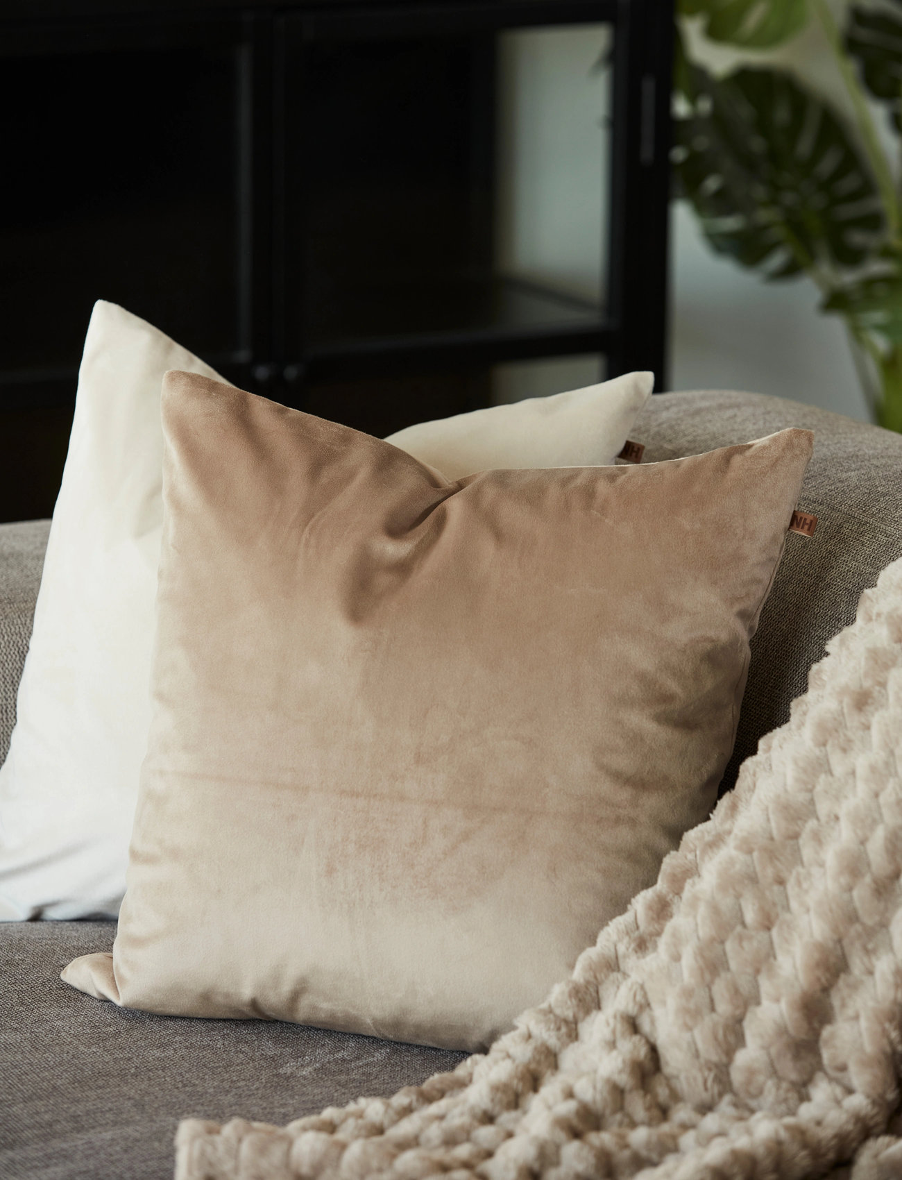 Noble House Cushion Velvet Solid, 45X45 cm, Beige, Puder & Tæpper > Puder, Unisex