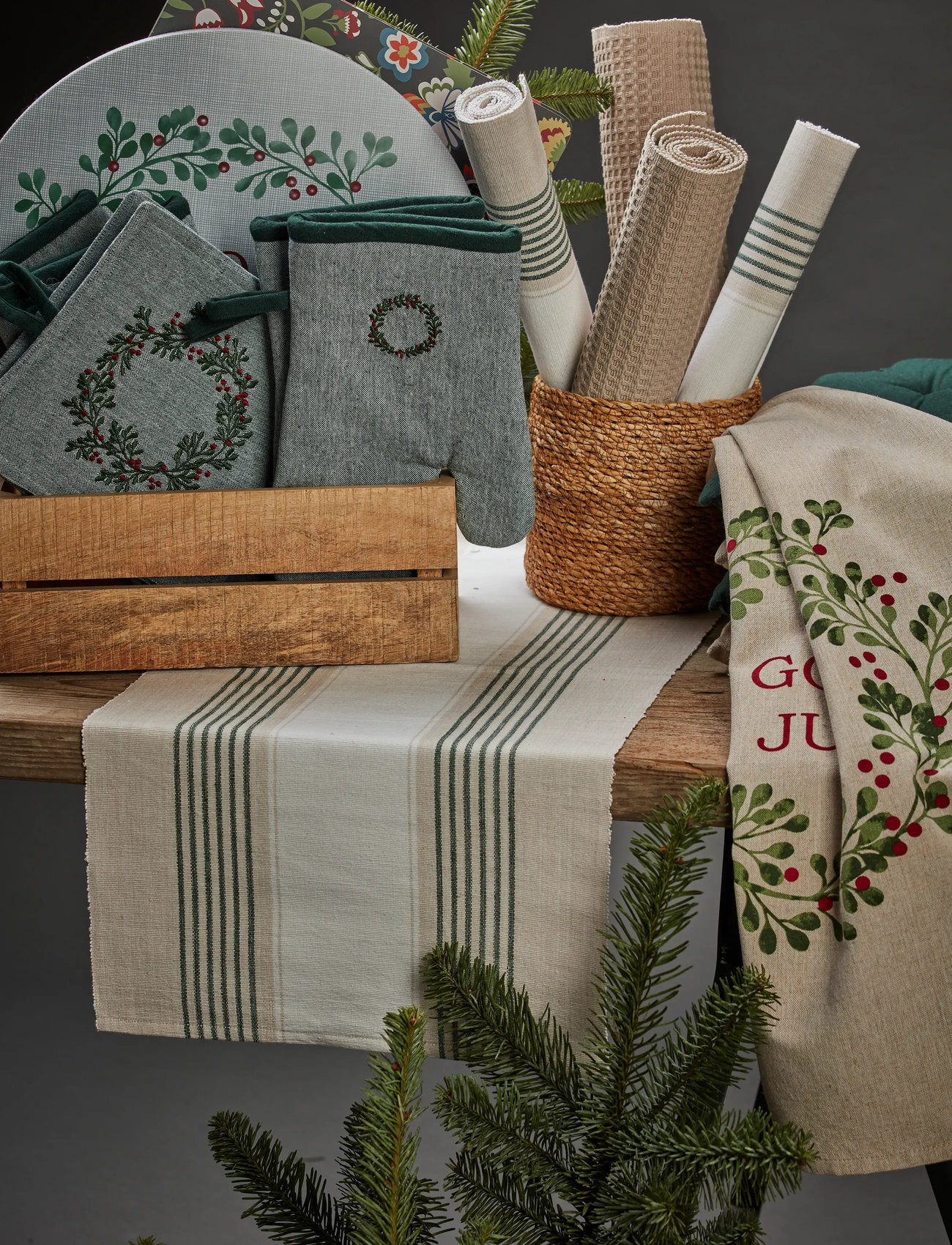 Noble House Placemat X-Mas 2-P, 30X45 cm, Green, Tableware > Placemats, Unisex