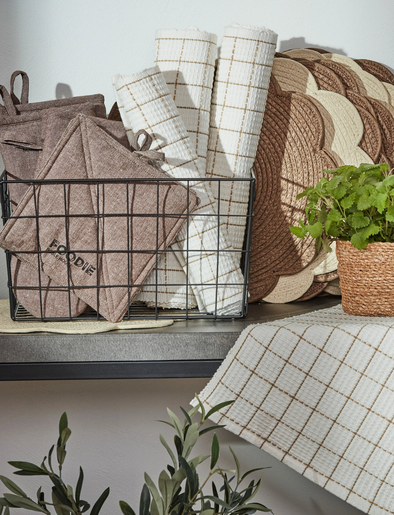 Noble House Runner Jute Check, 35X110 cm, Cream, Køkkentekstiler > Duge Og Bordløbere, Unisex