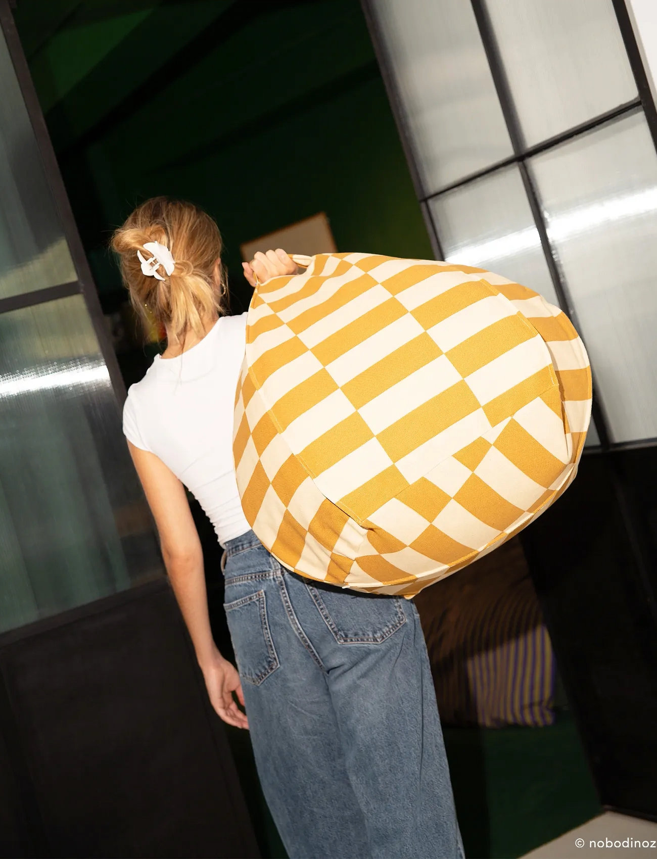 NOBODINOZ Vibes Round Bean Bag 70X30, One Size, Yellow, Møbler > Puffer, Børn
