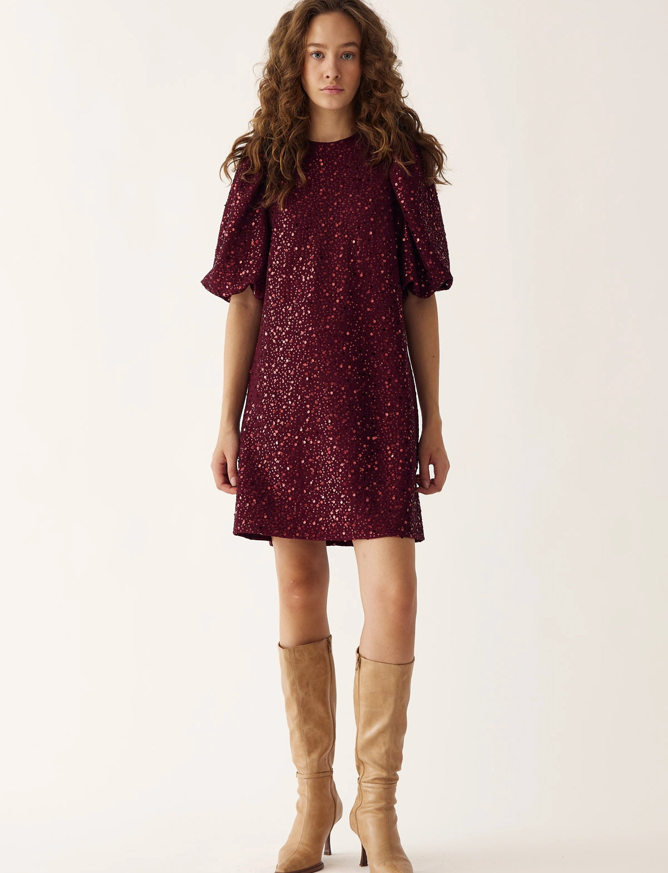 Noella Pastis Short Dress, L, Burgundy, Kjoler > Kort Kjole, Dame