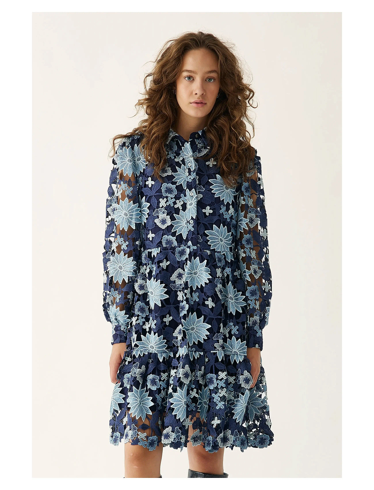 Noella Star Ls Dress, XL, Blue, Kjoler > Kort Kjole, Dame