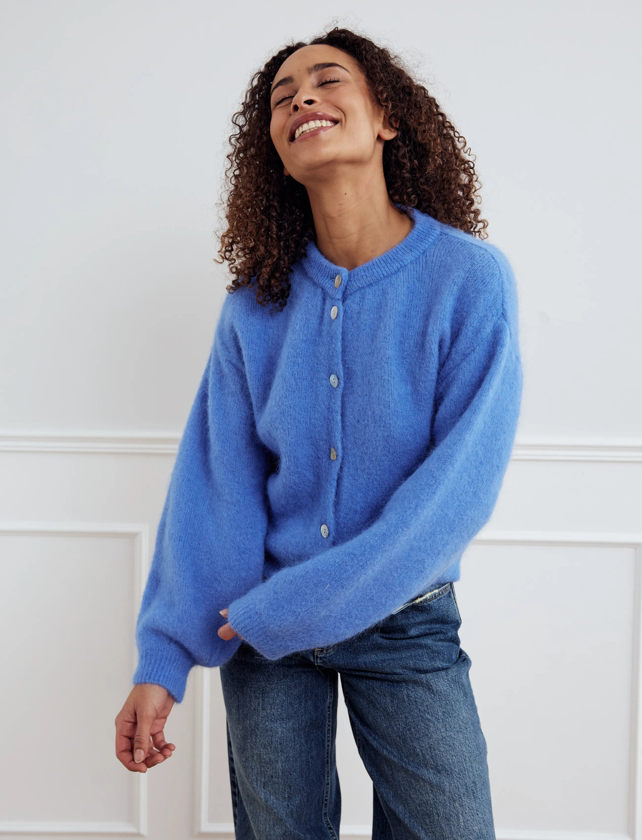 Noella Kae Knit Cardigan, M/L, Blue, Strik > Cardigans, Dame