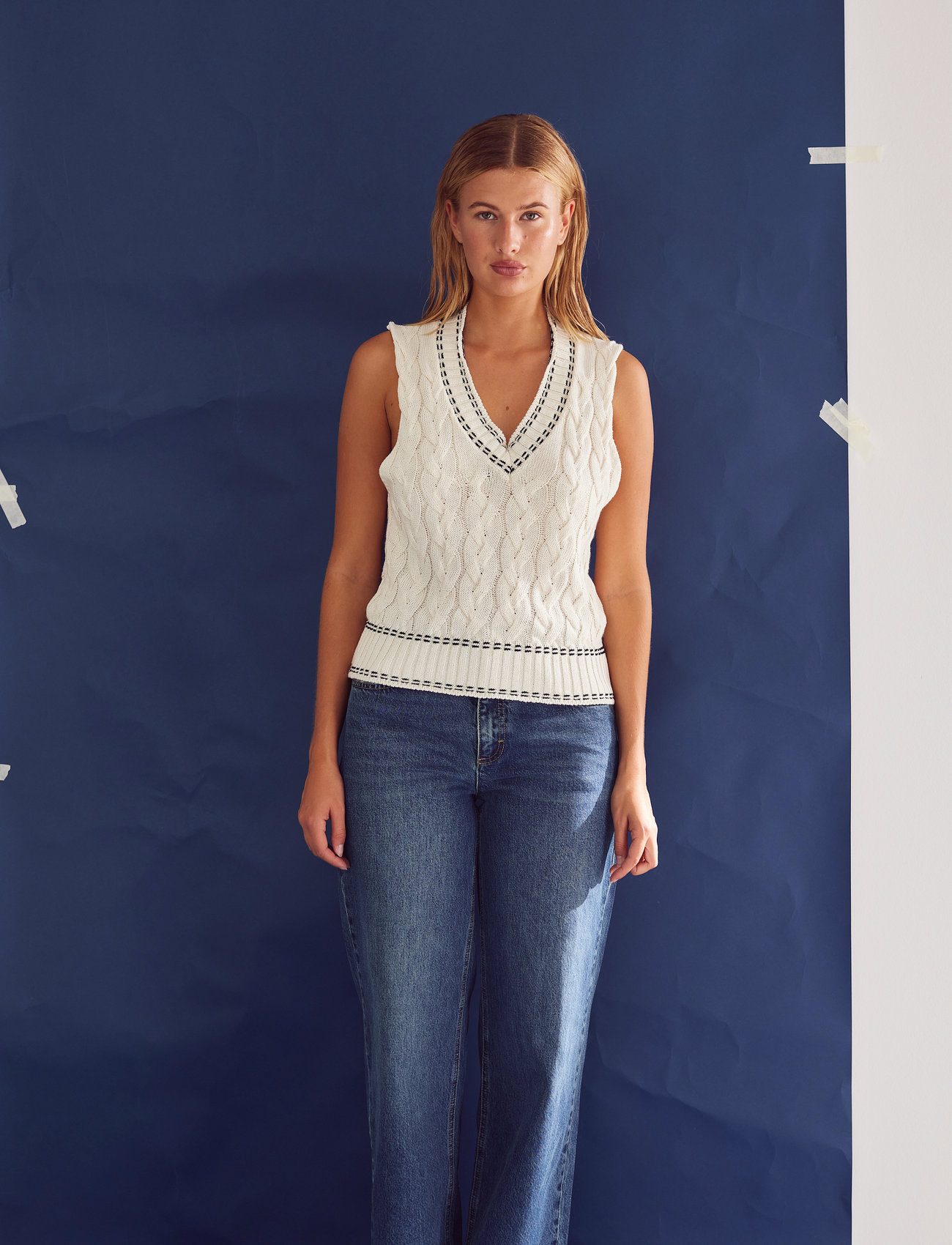 Noella Gio Knit Vest, L/XL, Beige, Veste > Strikkede Veste, Dame