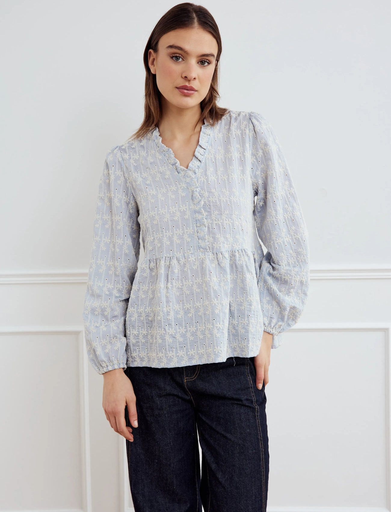 Noella Matti Blouse, L, Blue, Bluser > Langærmede, Dame