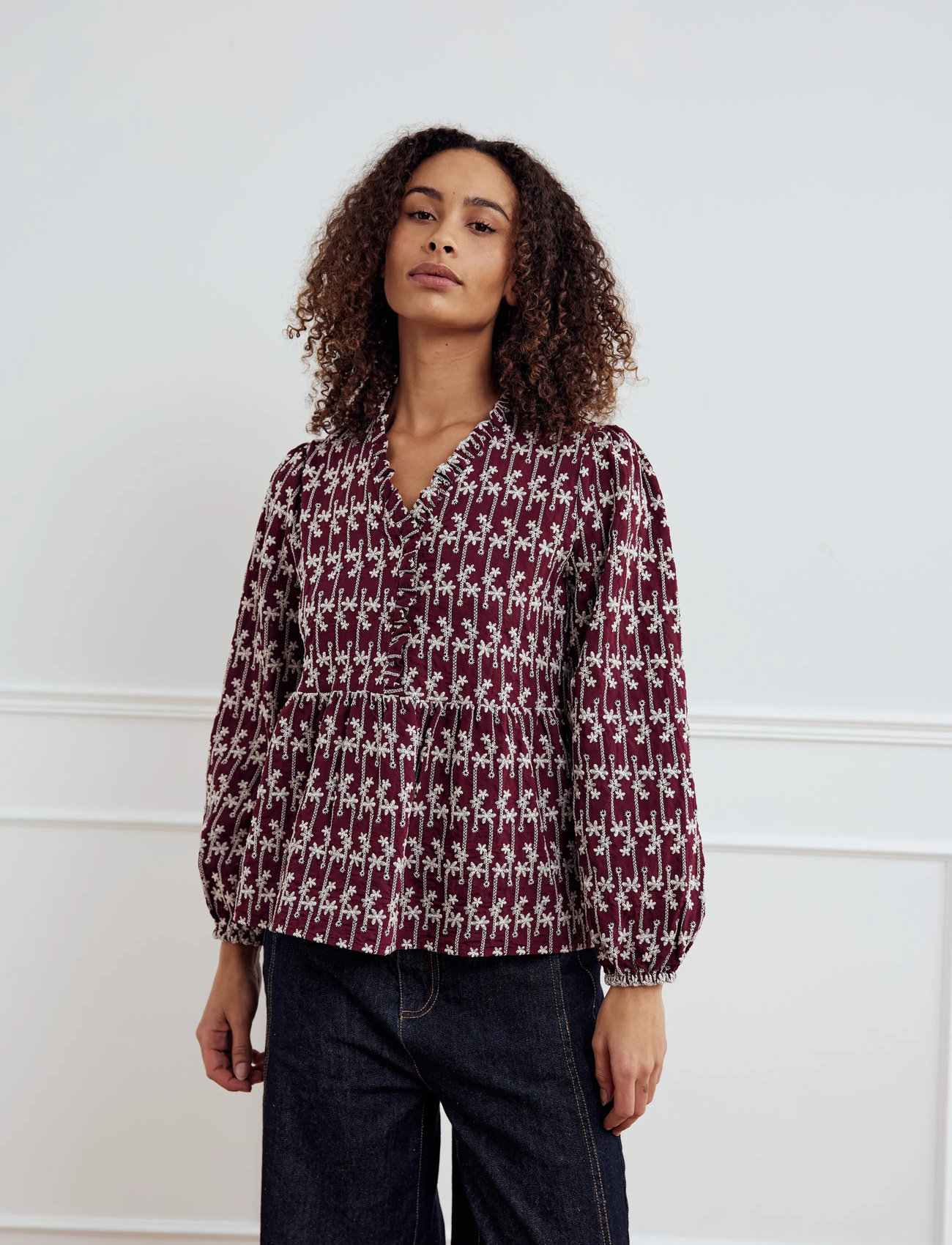 Noella Matti Blouse, L, Burgundy, Bluser > Langærmede, Dame